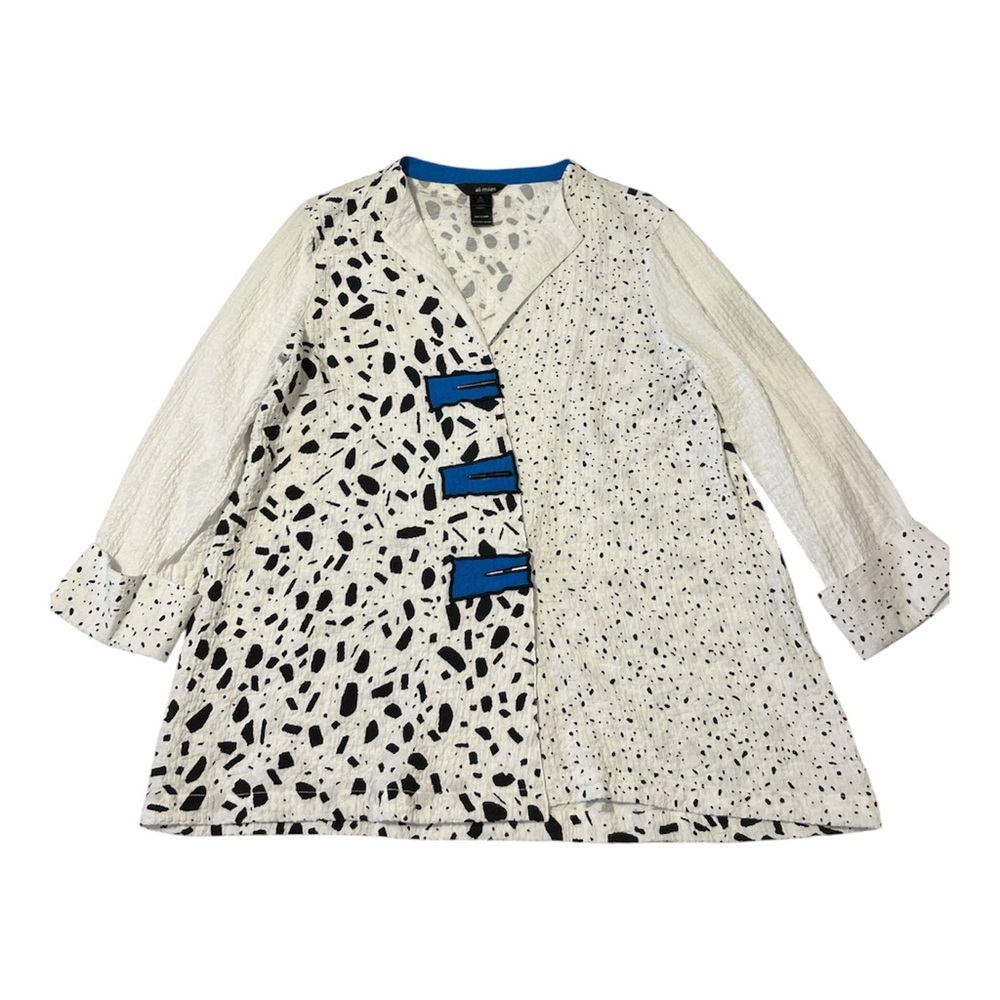 Ali Miles Wearable Art Size M Abstract Black White Maximalist Blouse Avant-Garde - Picture 3 of 8